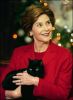 Laura Bush holds India the Cat.
