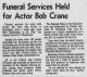 Bob Crane Funeral Services