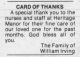 Card Of Thanks - Death Of William Irving