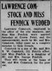 Lawrence Comstock and Mae Fendick Wed