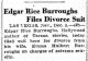 Edgar & Emma Rice Burroughs Divorce.