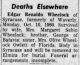 Edgar Renaldo Wheelock Death