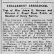 Engagement announced at the 1910 Edward Avery Memorial Association Meeting.