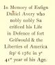 Ensign Daniel Avery Headstone Inscription.
