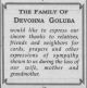 Goluba Card Of Thanks - Death Of Devohna (Duchesne) Goluba