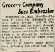 Grocery Company Sues Embezzler - Albert Henry Lamp