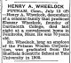 Henry Arnold Wheelock Obituary.