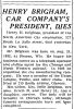 Henry Brigham Car Company's President, Dies.