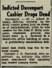 Indicted Davenport Cashier Drops Dead - Albert Henry Lamp