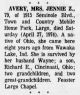 Jennie (Burley) Avery Obituary