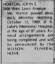 John E. Horton Funeral Arrangements