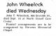 John Thomas Wheelock Death