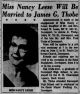 Nancy Jean Leese To Marry James Glenn Thobe