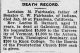 Loriston Monroe Fairbanks Death Record