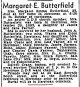 Margaret E Butterfield Obituary.