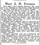 Mary J D Freman Obituary.