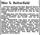 Max S Butterfield Obituary.