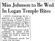 Miss Johnson to Be Wed in Logan Temple Rights