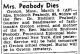 Mrs. Peabody Dies.