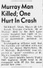 Murray Man Killed; One Hurt In Crash.