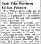 Nazis Take Herriman Solder Prisoner.