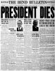 Page one of a newspaper when President Warren G. Harding died leaving Vice President Coolidge to be sworn in as the next president.