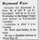 Raymond Edwin Ware Obituary