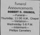 Robert Council Funeral Announcement