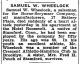 Samuel W Wheelock Obituary.