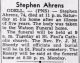 Stephen Ahrens Obituary
