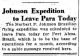 Johnson Expedition To leave Para Today.