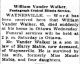 William Herbert Van De Warker Obituary