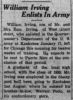 William Irving Enlists In The Army